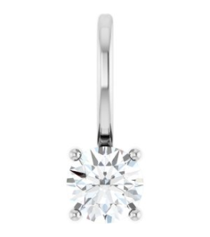 87768 Pendant Set 14K White Round Imitation Diamond 4 Mm Polished Imitation Diamond Pendant
