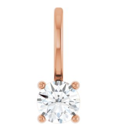 87768 Pendant Set 14K Rose Round Imitation Diamond 4 Mm Polished Imitation Diamond Pendant