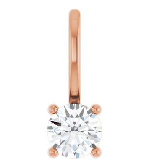 87768 Pendant Set 14K Rose Round Imitation Diamond 4 Mm Polished Imitation Diamond Pendant