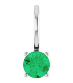 87768 Pendant Set 14K White Round Imitation Emerald 4 Mm Polished Imitation Emerald Pendant