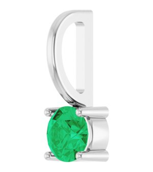 87768 Pendant Set 14K White Round Imitation Emerald 4 Mm Polished Imitation Emerald Pendant