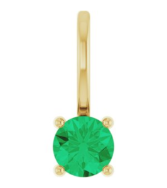 87768 Pendant Set 14K Yellow Round Imitation Emerald 4 Mm Polished Imitation Emerald Pendant