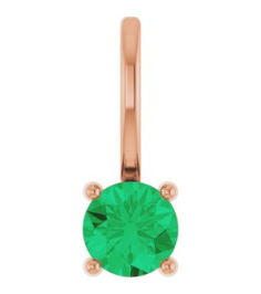 87768 Pendant Set 14K Rose Round Imitation Emerald 4 Mm Polished Imitation Emerald Pendant