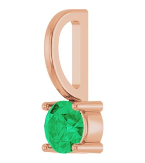 87768 Pendant Set 14K Rose Round Imitation Emerald 4 Mm Polished Imitation Emerald Pendant