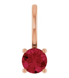 87768 Pendant Set 14K Rose Round Imitation Ruby 4 Mm Polished Imitation Ruby Pendant