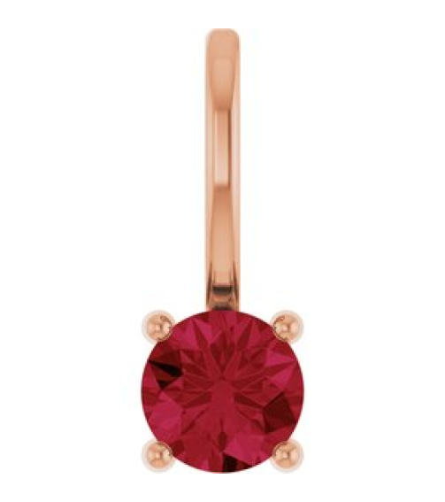 87768 Pendant Set 14K Rose Round Imitation Ruby 4 Mm Polished Imitation Ruby Pendant
