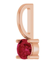 87768 Pendant Set 14K Rose Round Imitation Ruby 4 Mm Polished Imitation Ruby Pendant