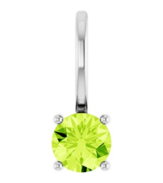 87768 Pendant Set 14K White Round Imitation Peridot 4 Mm Polished Imitation Peridot Pendant