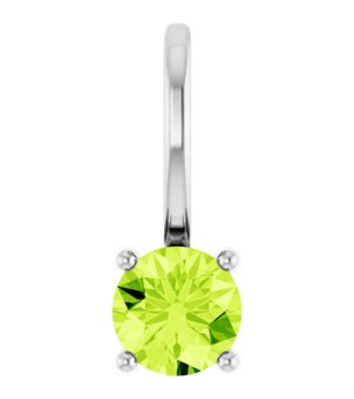 87768 Pendant Set 14K White Round Imitation Peridot 4 Mm Polished Imitation Peridot Pendant