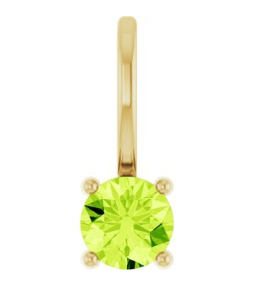 87768 Pendant Set 14K Yellow Round Imitation Peridot 4 Mm Polished Imitation Peridot Pendant
