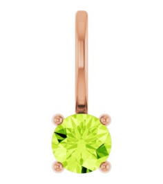 87768 Pendant Set 14K Rose Round Imitation Peridot 4 Mm Polished Imitation Peridot Pendant