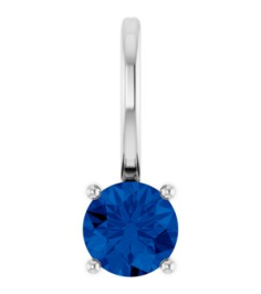 87768 Pendant Set 14K White Round Imitation Blue Sapphire 4 Mm Polished Imitation Blue Sapphire Pendant
