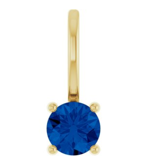 87768 Pendant Set 14K Yellow Round Imitation Blue Sapphire 4 Mm Polished Imitation Blue Sapphire Pendant