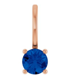 87768 Pendant Set 14K Rose Round Imitation Blue Sapphire 4 Mm Polished Imitation Blue Sapphire Pendant