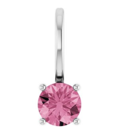 87768 Pendant Set 14K White Round Imitation Pink Tourmaline 4 Mm Polished Imitation Pink Tourmaline Pendant