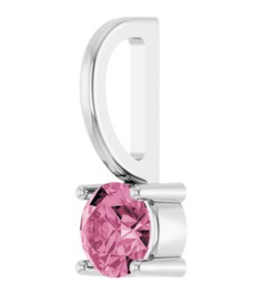 87768 Pendant Set 14K White Round Imitation Pink Tourmaline 4 Mm Polished Imitation Pink Tourmaline Pendant
