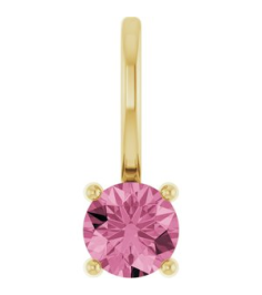 87768 Pendant Set 14K Yellow Round Imitation Pink Tourmaline 4 Mm Polished Imitation Pink Tourmaline Pendant