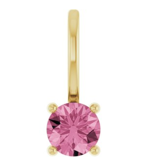87768 Pendant Set 14K Yellow Round Imitation Pink Tourmaline 4 Mm Polished Imitation Pink Tourmaline Pendant