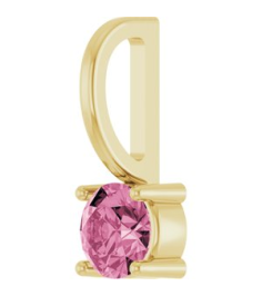 87768 Pendant Set 14K Yellow Round Imitation Pink Tourmaline 4 Mm Polished Imitation Pink Tourmaline Pendant
