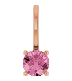 87768 Pendant Set 14K Rose Round Imitation Pink Tourmaline 4 Mm Polished Imitation Pink Tourmaline Pendant