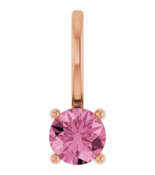 87768 Pendant Set 14K Rose Round Imitation Pink Tourmaline 4 Mm Polished Imitation Pink Tourmaline Pendant