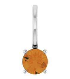 87768 Pendant Set 14K White Round Imitation Citrine 4 Mm Polished Imitation Citrine Pendant
