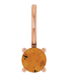 87768 Pendant Set 14K Rose Round Imitation Citrine 4 Mm Polished Imitation Citrine Pendant
