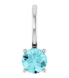 87768 Pendant Set 14K White Round Imitation Blue Zircon 4 Mm Polished Imitation Blue Zircon Pendant