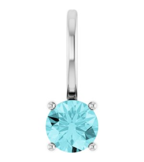 87768 Pendant Set 14K White Round Imitation Blue Zircon 4 Mm Polished Imitation Blue Zircon Pendant