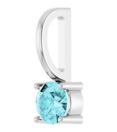 87768 Pendant Set 14K White Round Imitation Blue Zircon 4 Mm Polished Imitation Blue Zircon Pendant