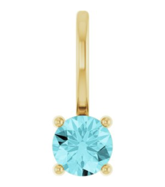 87768 Pendant Set 14K Yellow Round Imitation Blue Zircon 4 Mm Polished Imitation Blue Zircon Pendant
