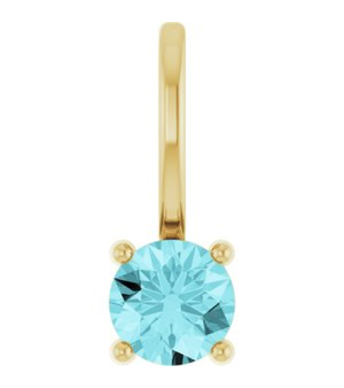 87768 Pendant Set 14K Yellow Round Imitation Blue Zircon 4 Mm Polished Imitation Blue Zircon Pendant