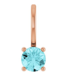 87768 Pendant Set 14K Rose Round Imitation Blue Zircon 4 Mm Polished Imitation Blue Zircon Pendant