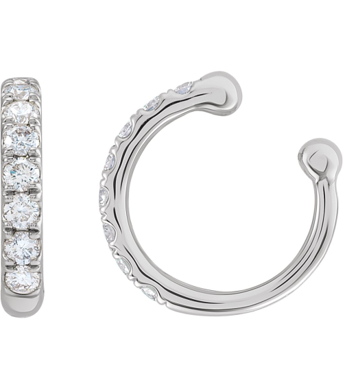 688811 Earring Set Natural Diamond Round 1.6 Mm 14K White Each Polished 16 Ctw Natural Diamond Ear Cuff