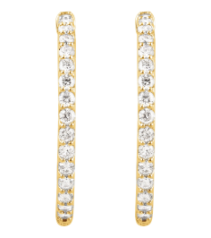 650183 Earring Set 14K Yellow 29.5 Mm 2.3 Mm Lab-Grown Diamond Round 2.1Mm 2 Ctw Si1, Gh Pair Hinged Polished 2 Ctw Lab-Grown Diamond Inside-Outside Hinged Hoop Earrings