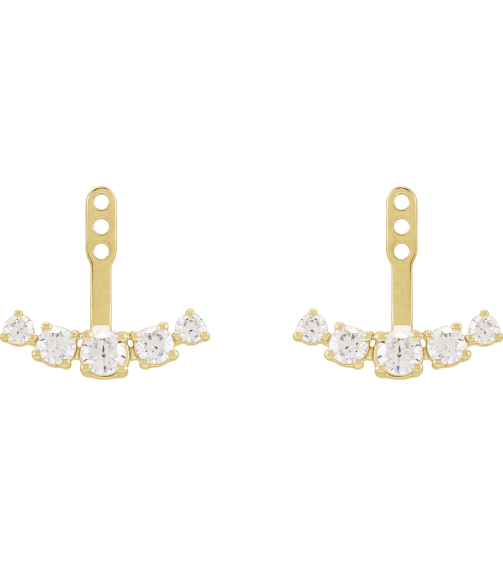 688816 Earring Jacket Set Lab-Grown Diamond Round 3.65 Mm 14K Yellow Lab-Grown Diamond Pair Polished 1 Ctw Lab-Grown Diamond Earring Jackets