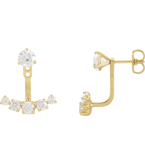 688816 Earring Jacket Set Lab-Grown Diamond Round 3.65 Mm 14K Yellow Lab-Grown Diamond Pair Polished 1 Ctw Lab-Grown Diamond Earring Jackets