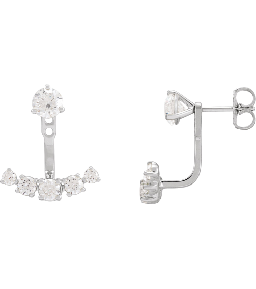 688816 Earring Jacket Set Lab-Grown Diamond Round 3.65 Mm 14K White Lab-Grown Diamond Pair Polished 1 Ctw Lab-Grown Diamond Earring Jackets