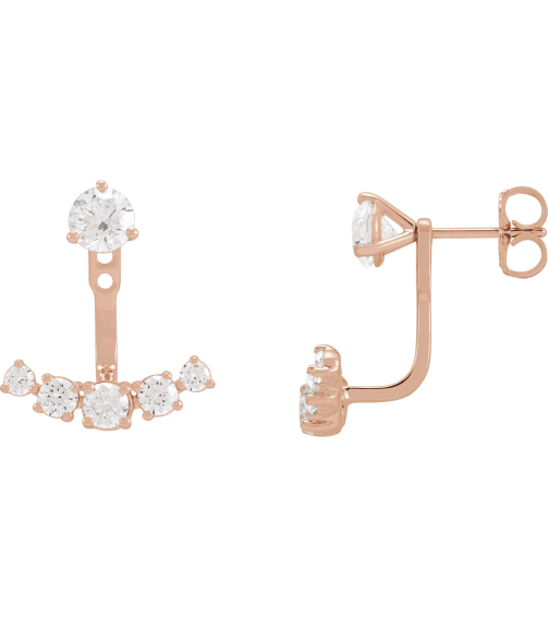 688816 Earring Jacket Set Lab-Grown Diamond Round 3.65 Mm 14K Rose Lab-Grown Diamond Pair Polished 1 Ctw Lab-Grown Diamond Earring Jackets