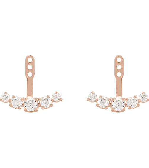 688816 Earring Jacket Set Lab-Grown Diamond Round 3.65 Mm 14K Rose Lab-Grown Diamond Pair Polished 1 Ctw Lab-Grown Diamond Earring Jackets