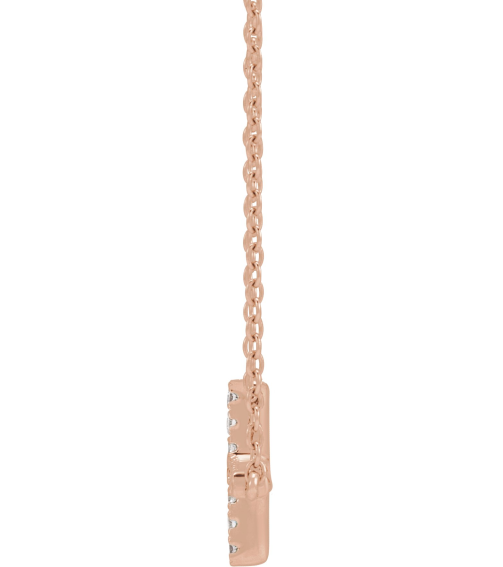 R50009 Necklace Set 14K Rose Round Lab-Grown Diamond 1.3Mm 16 Ctw Si1-Si2, Gh 16-18 In Polished 16 Ctw Lab-Grown Diamond Sideways Cross Necklace