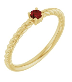 72207 Ring Set 14K Yellow Natural Mozambique Garnet Round 3 Mm Polished Natural Mozambique Garnet Solitaire Rope Ring