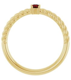 72207 Ring Set 14K Yellow Natural Mozambique Garnet Round 3 Mm Polished Natural Mozambique Garnet Solitaire Rope Ring