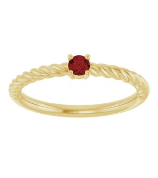 72207 Ring Set 14K Yellow Natural Mozambique Garnet Round 3 Mm Polished Natural Mozambique Garnet Solitaire Rope Ring
