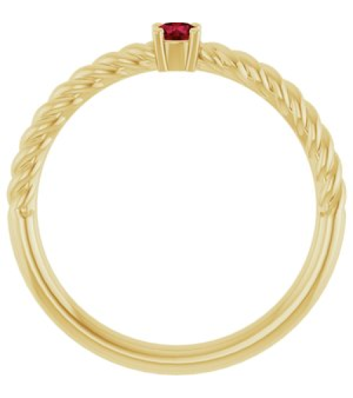 72207 Ring Set 14K Yellow Natural Ruby Round 3 Mm Polished Natural Ruby Solitaire Rope Ring