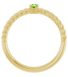 72207 Ring Set 14K Yellow Natural Peridot Round 3 Mm Polished Natural Peridot Solitaire Rope Ring