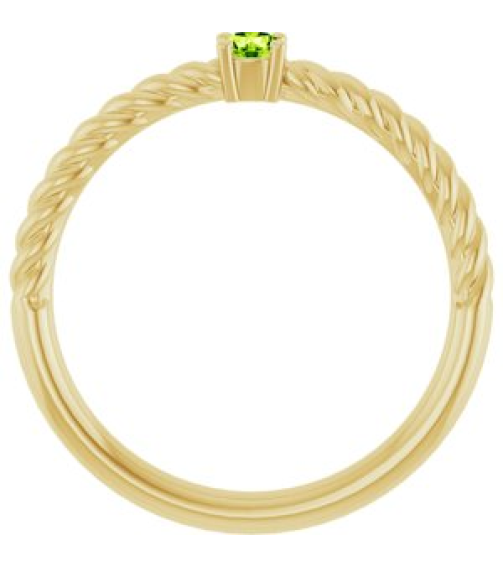 72207 Ring Set 14K Yellow Natural Peridot Round 3 Mm Polished Natural Peridot Solitaire Rope Ring