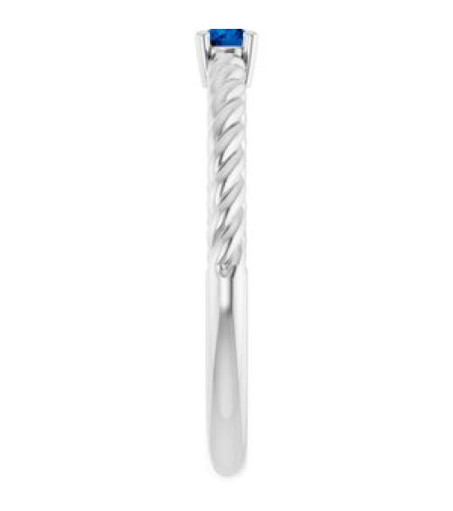 72207 Ring Set Platinum Lab-Grown Blue Sapphire Round 3 Mm Polished Lab-Grown Blue Sapphire Solitaire Rope Ring