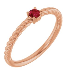 72207 Ring Set 14K Rose Lab-Grown Ruby Round 3 Mm Polished Lab-Grown Ruby Solitaire Rope Ring