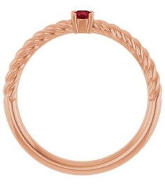 72207 Ring Set 14K Rose Lab-Grown Ruby Round 3 Mm Polished Lab-Grown Ruby Solitaire Rope Ring
